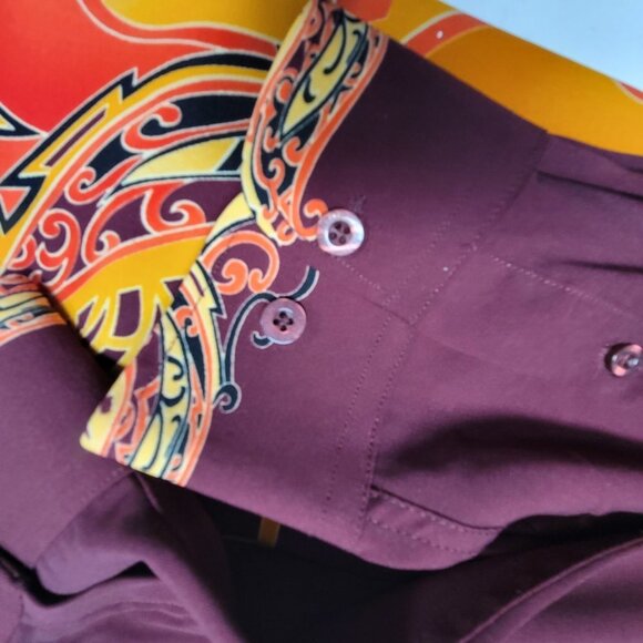 Batik Long Sleeve Red Orange Shirt - NEW - Picture 6 of 12